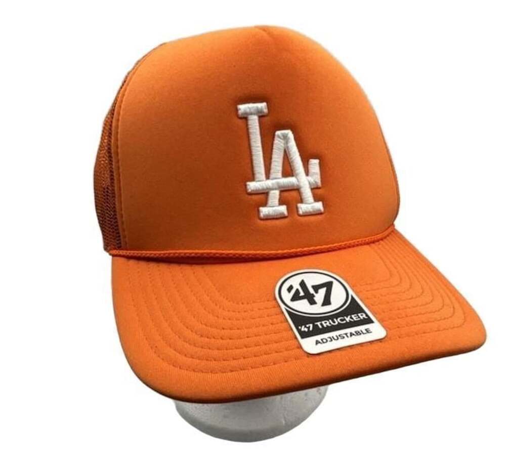 47 Los Angeles Dodgers Trucker Hat OSFA Orange Mesh Snapback